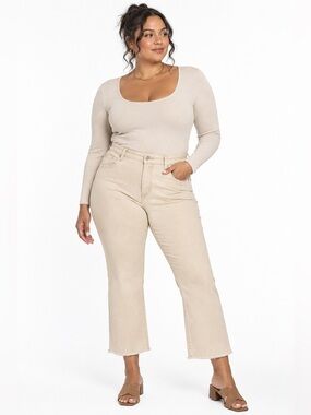 Wit & Wisdom Tan Tatum High Rise Crop Itty Bitty Flare Jean Ab Solution 16W NWT